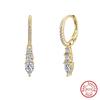 EFFIE QUEEN Glänzende 8A Zirkon Anhängerohrringe 925 Sterling Silber Mode CZ Piercing Statement Accessoires Hochzeitsschmuck LZE60