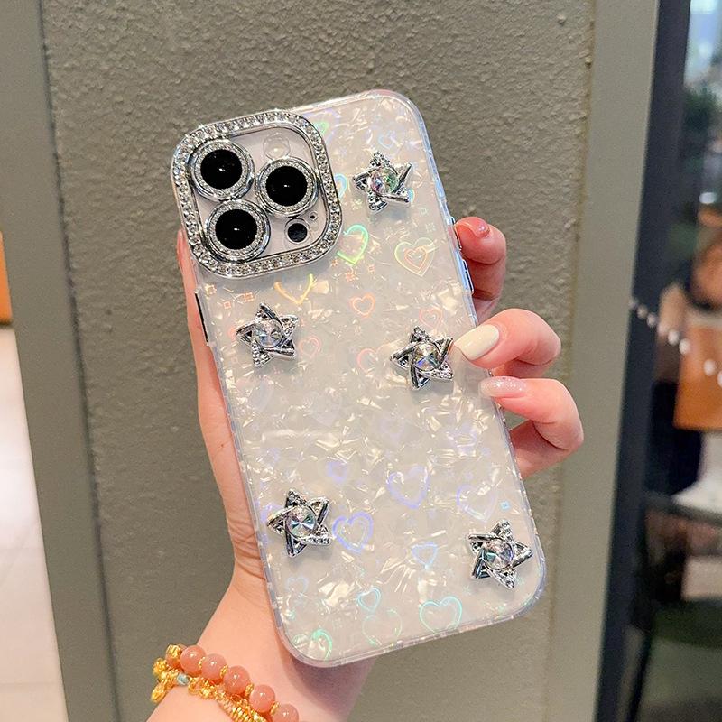 Applicable To Iphone17Promax Creative Fashion Mobile Phone Case Apple 16 Rhinestone Star 14Plus Laser Love