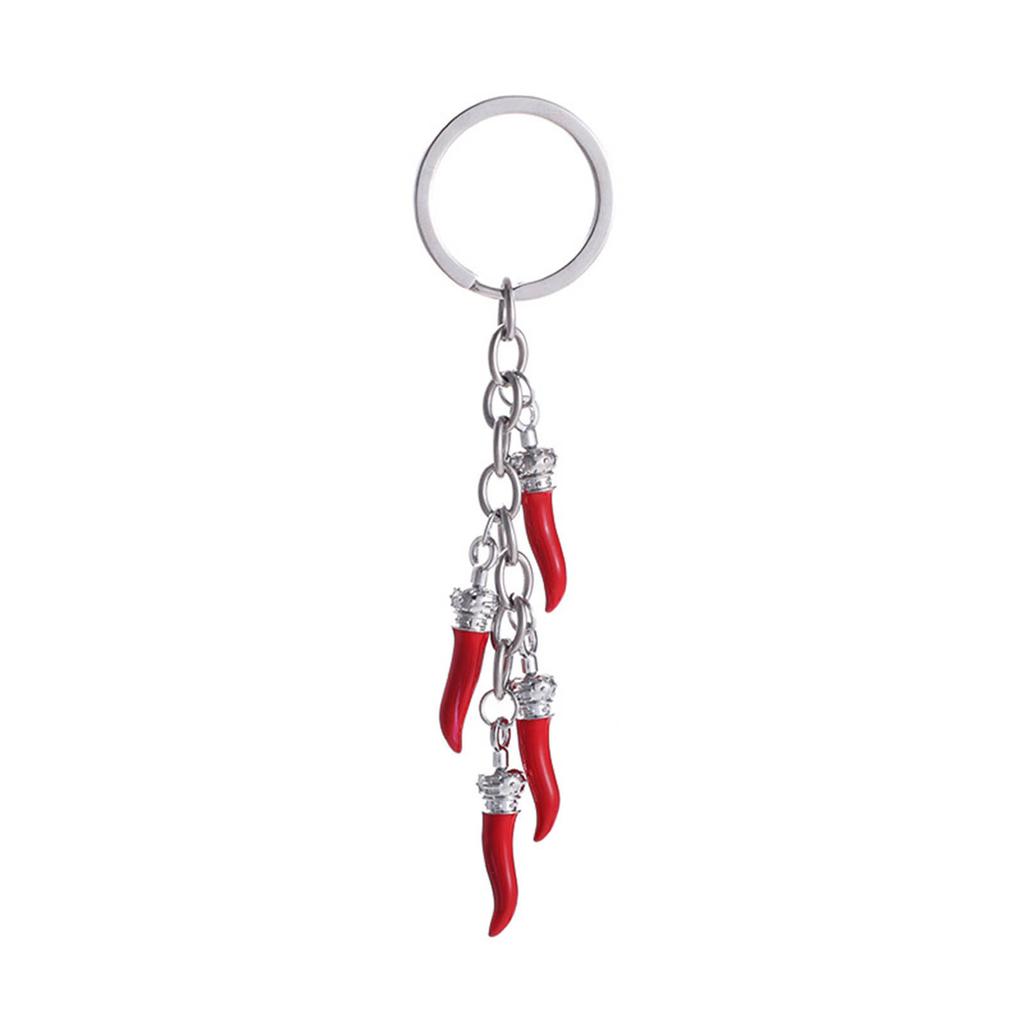 Stylish Chili Pepper Keychain Versatile Chili Horn Keyring Ornament Fashionable Bag Decoration Oil Droplet Detail Decor