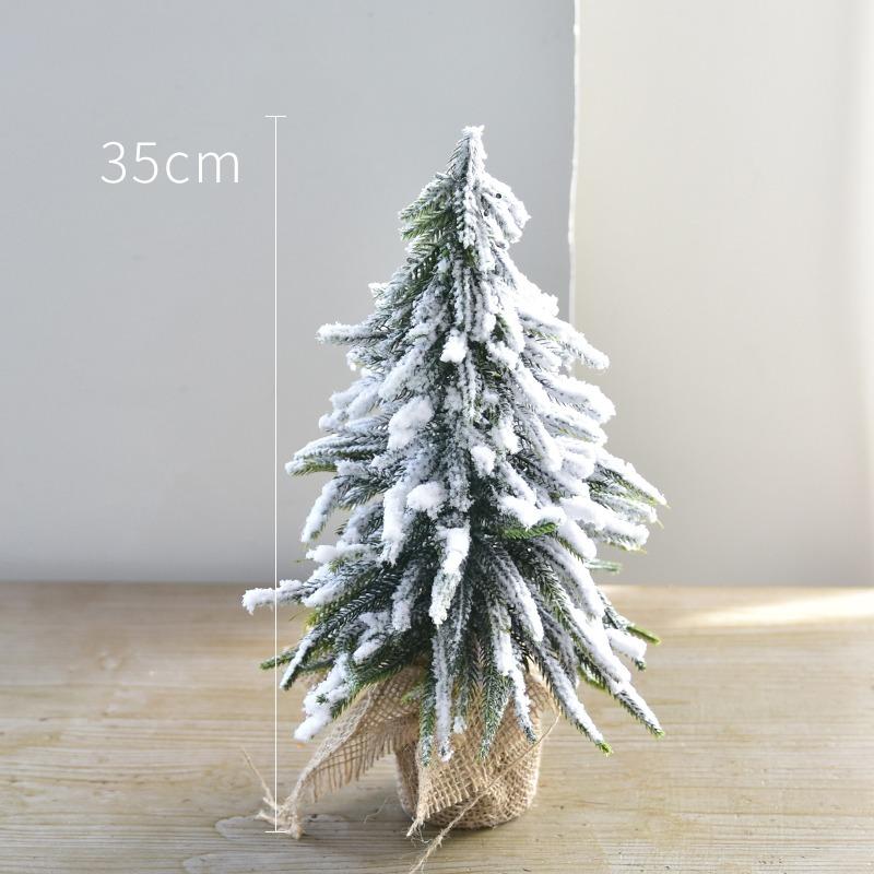 Christmas Tree Mini Pine Tree With Wood Base DIY Home Table Top Decor Christmas Artificial Frosted Sisal Small Trees Party Decor