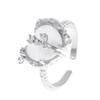 Double-Layer Zircon Love Flower Ring - Adjustable, Luxury Japanese & Korean Design
