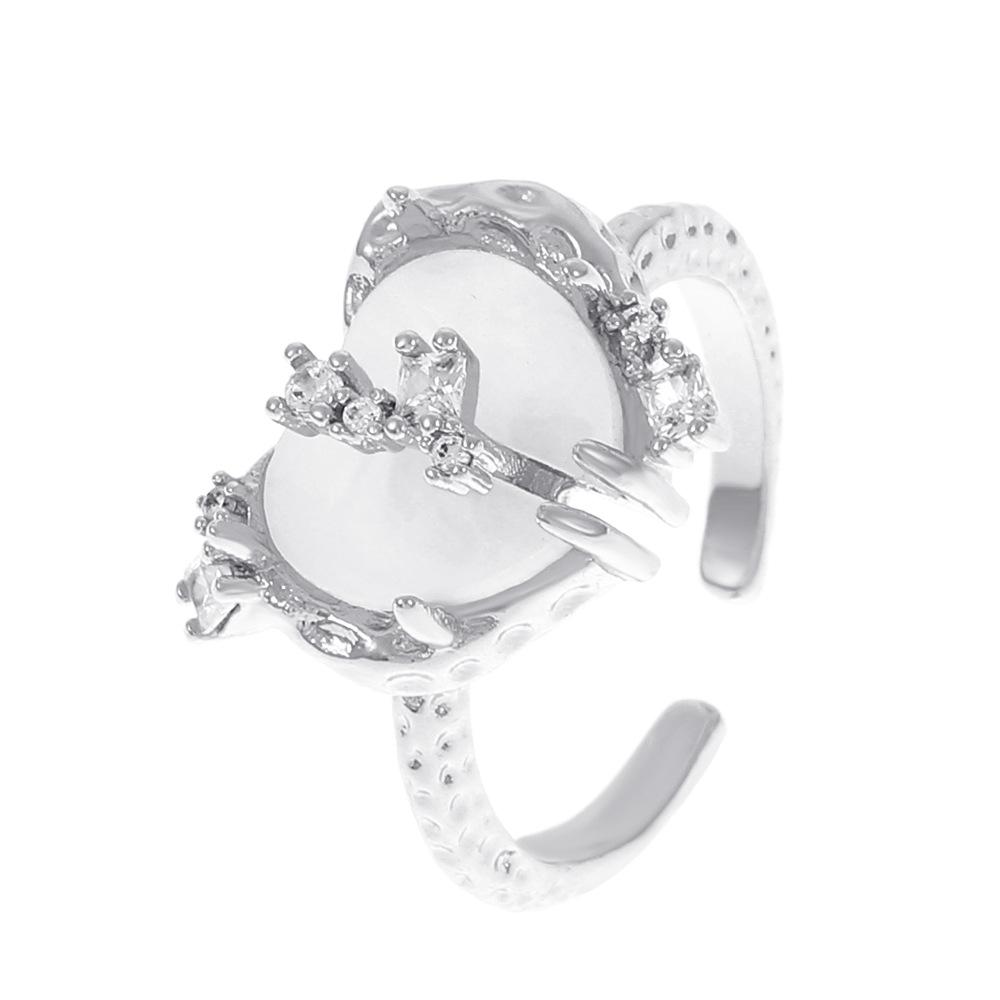 Double-Layer Zircon Love Flower Ring - Adjustable, Luxury Japanese & Korean Design