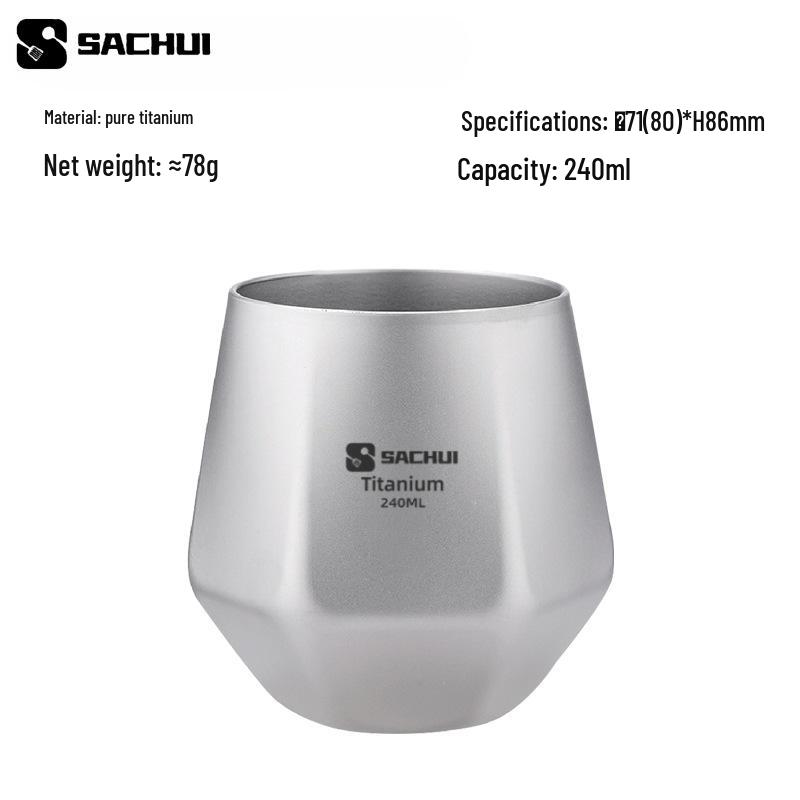 Двухслойная шестигранная титановая термокружка для кофе, чая, кемпинга и дома