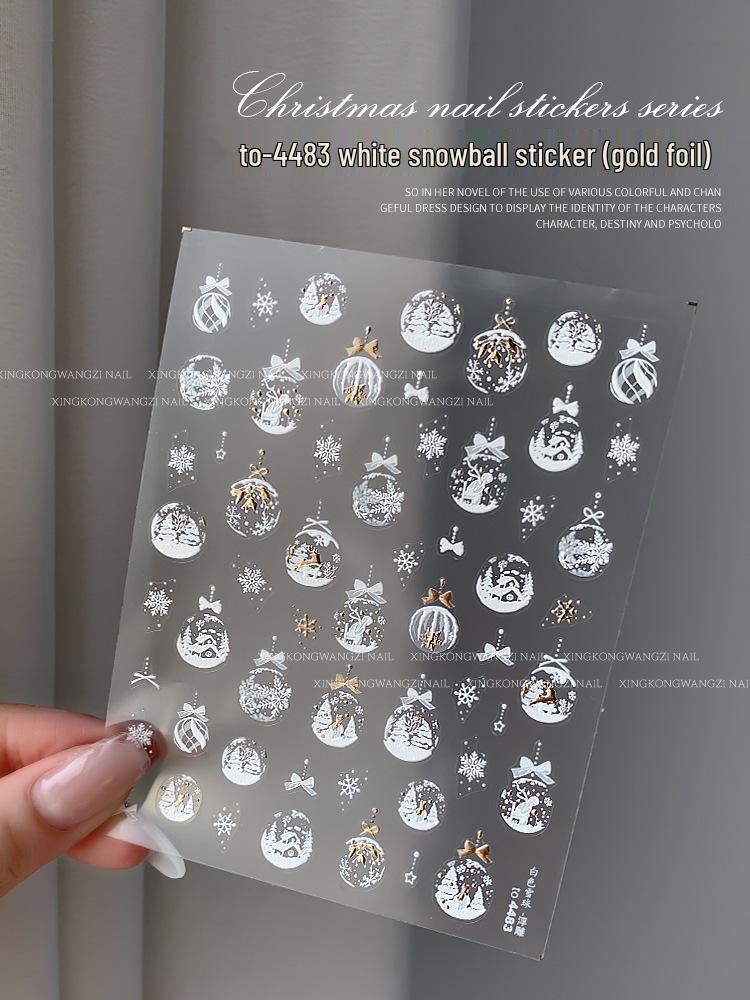 2024 Crystal Diamond Snowflake Nail Stickers - Christmas Tree & Snowman Designs