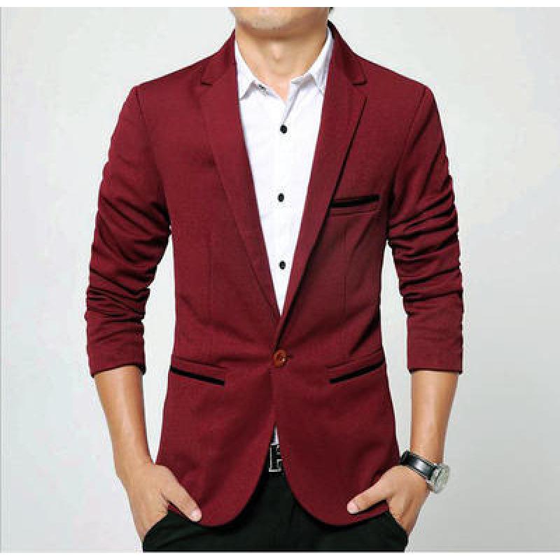 Men Slim Fit Fashion Blazer Suit Jacket Black Blue Red Plus Size 5XL Male Blazers Mens Coat Wedding Dress