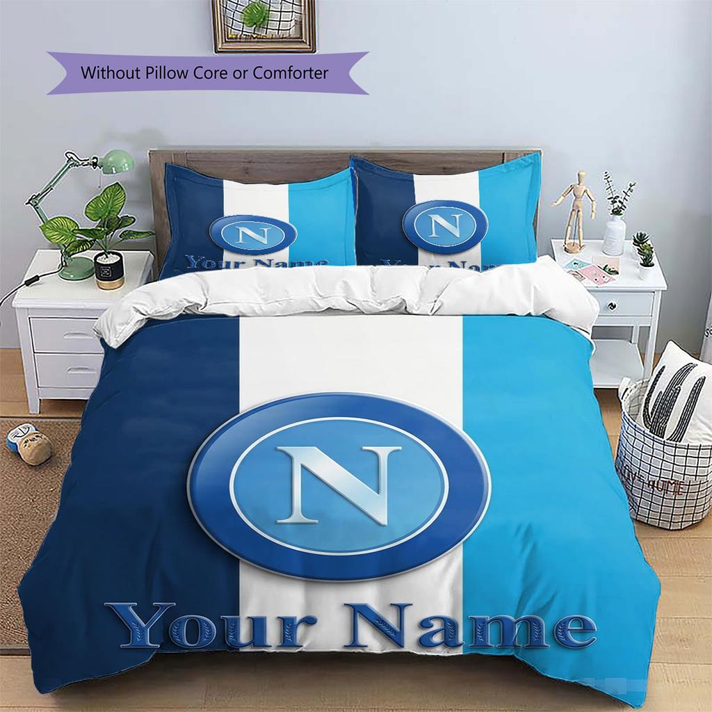 SSC Napoli Custom Name Pattern Bedding,Quilt Set Quilt Cover Pillowcase Home Birthday Gift(1 * duvet cover + 2 * pillowcase, without core)