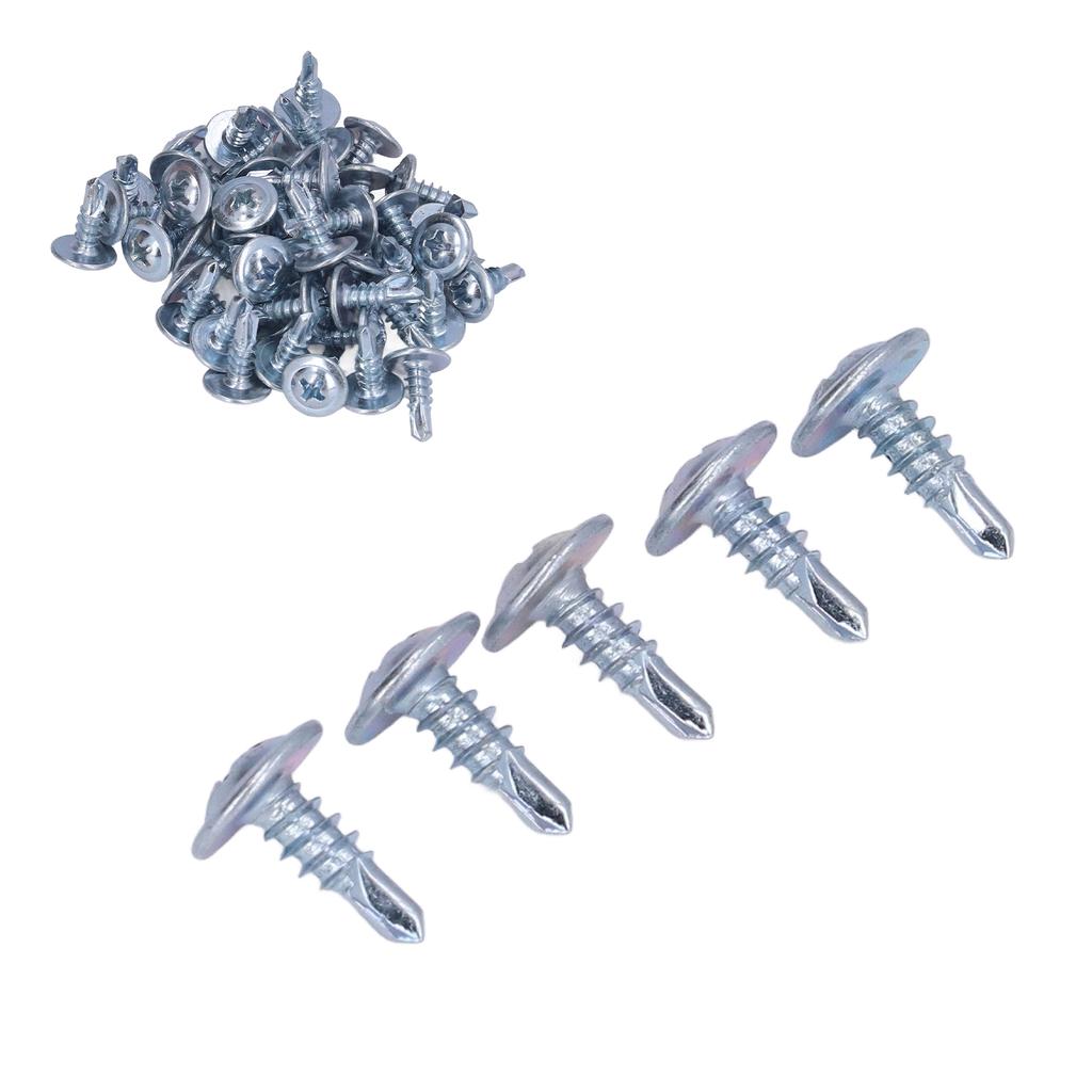 50PCS Round Head Drill Screw Set Carbon Steel Galvanized Self Drilling Screws 4.2x13mm Washer