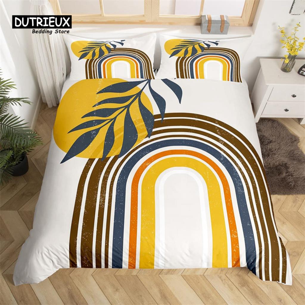 Abstract Mountain Duvet Cover Natural Scenery Art King Bedding Set For Nature Lover Gift Woodland Hiking Adventure Quilt Cover