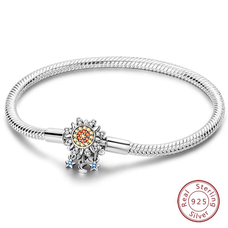 925 Silver Forever Love Peach Heart Bracelets Star Moon Airplane Earth Bracelets For Women Fit DIY Charms Party Jewelry