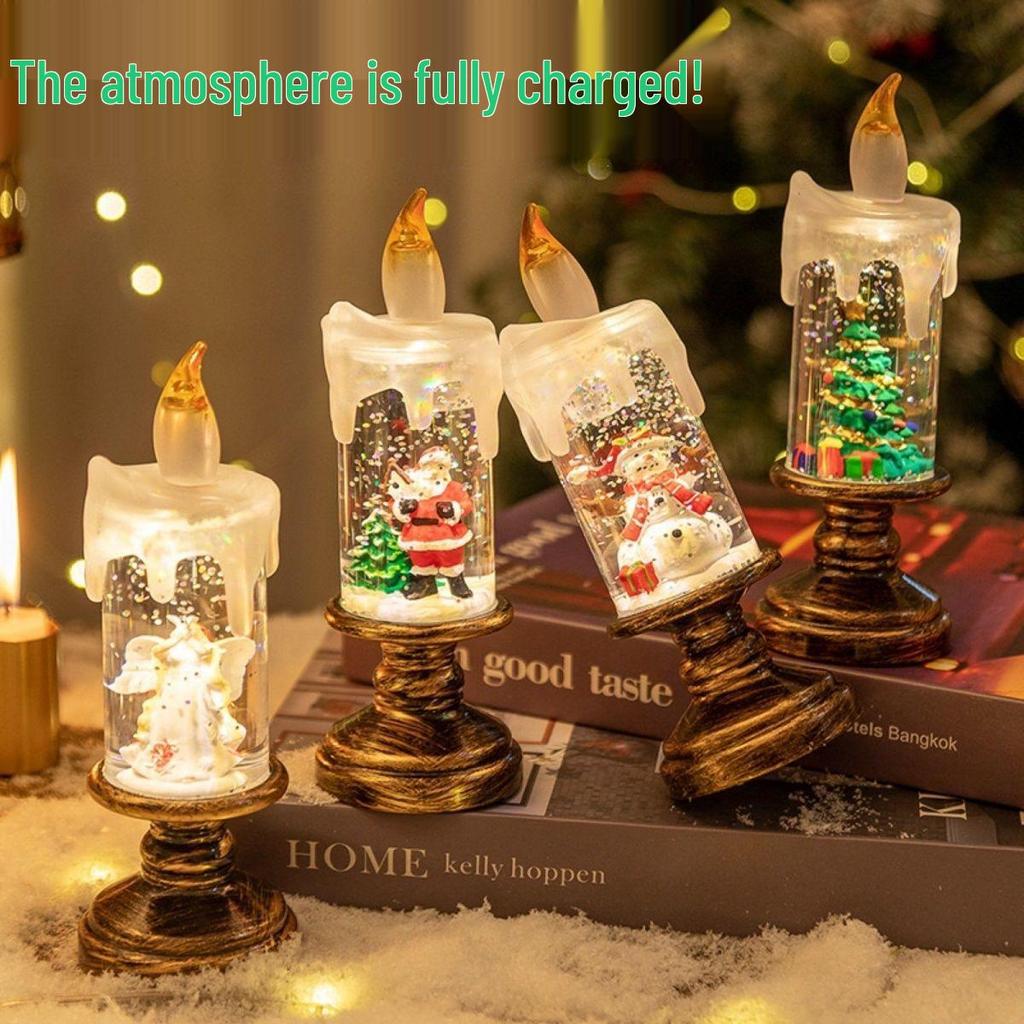 Christmas Candle Night Light Tabletop Ornament - Luminous Scene Decor & Gifts