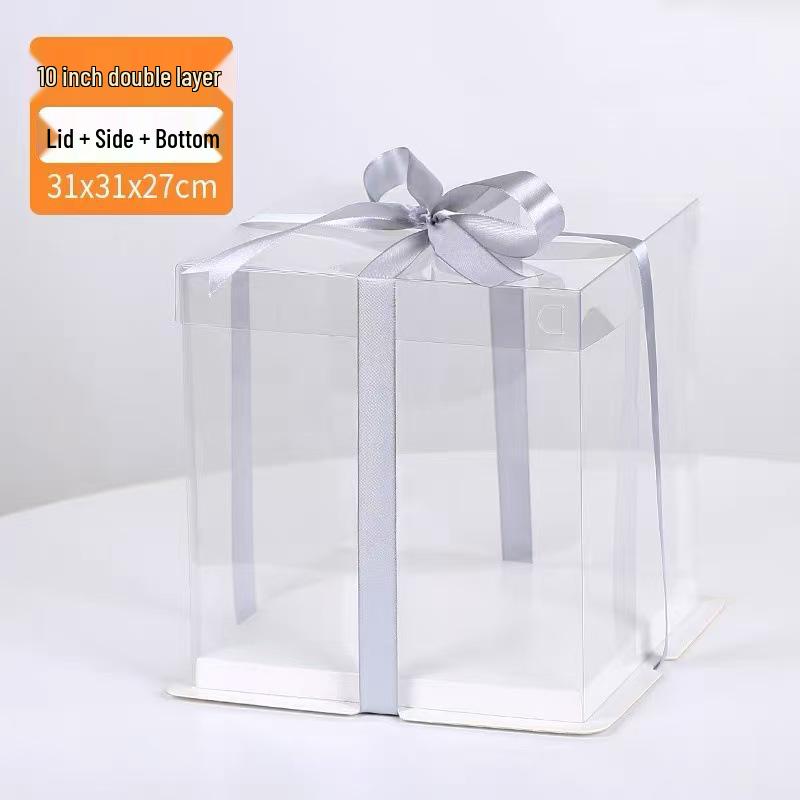 Klare doppellagige Geburtstagskuchenbox - Mehrere Größen: 4, 6, 8, 10, 12 Zoll