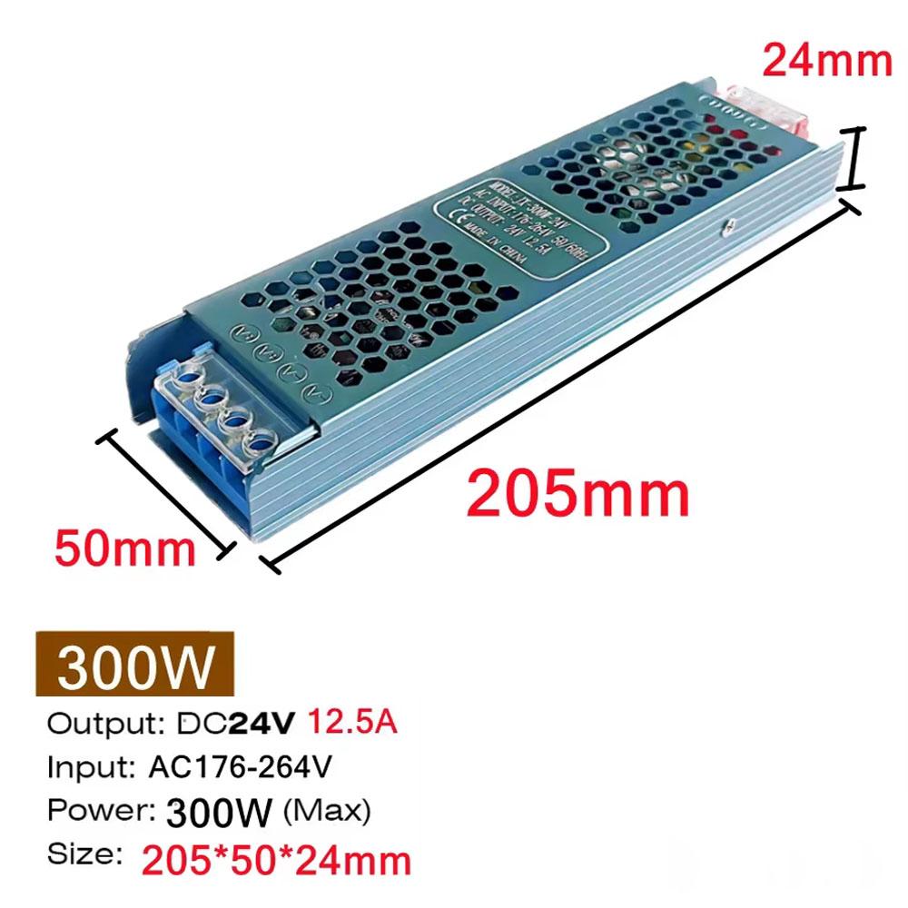 Ljustransformator DC 12V/24V Strömförsörjningsadapter 5A 12A Ultratunn LED Strip Switch Driver Lamp 60W 100W 200W 300W 400W