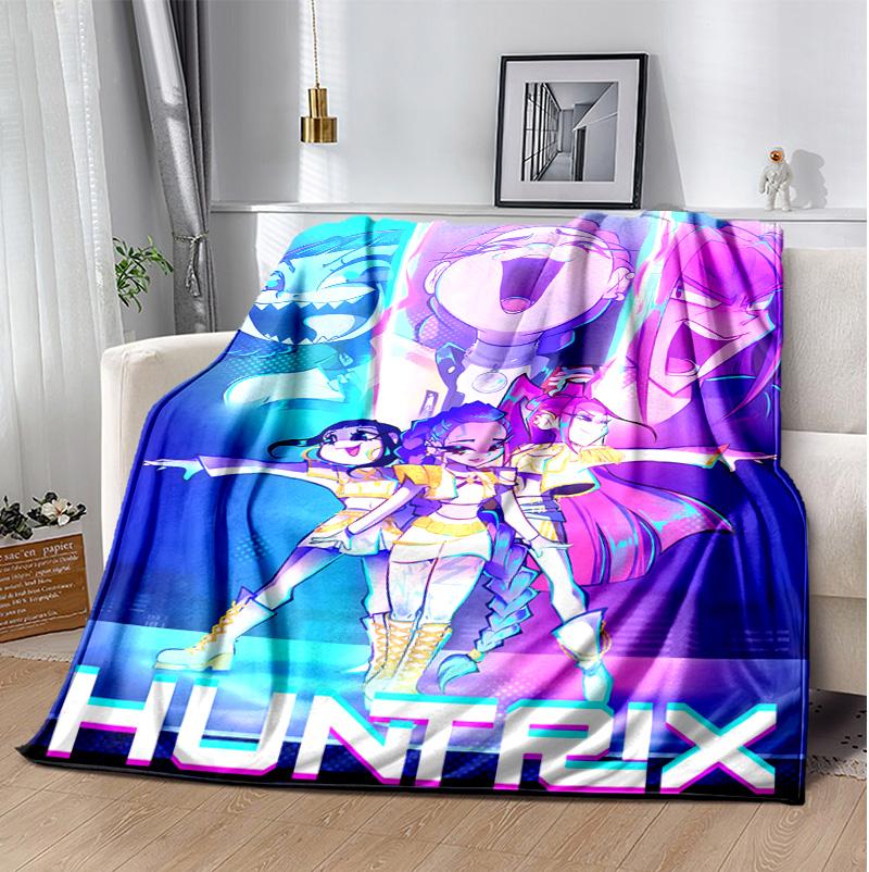 Kpop Hunter Flannel Blanket Soft Warm All-Season Throw, Design for Camping, Car Travel, Hiking Sofa, Bed, Office Perfect Gift for Parties