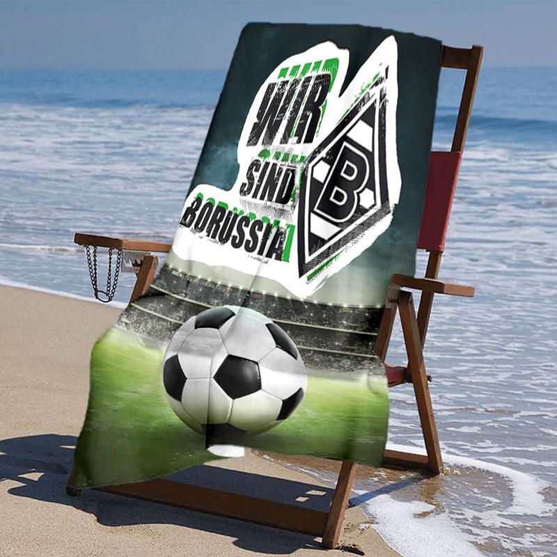 Beweis Strandtuch mit Borussia Mönchengladbach Logo Muster - weich, saugfähig, schnelltrocknend, maschinenwaschbar - perfekt zum Schwimmen, Camping, Baden