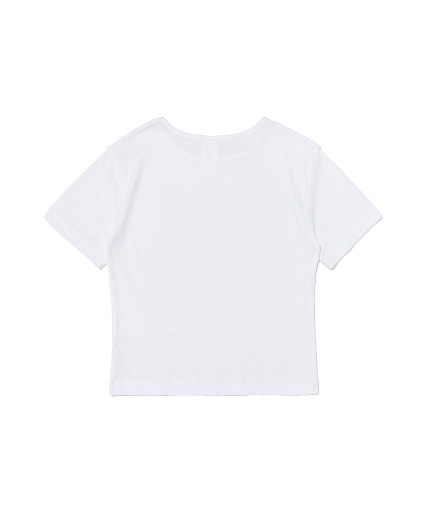 ROIDESROIS Ribbon Print Crop Short Sleeve T-Shirt (White)