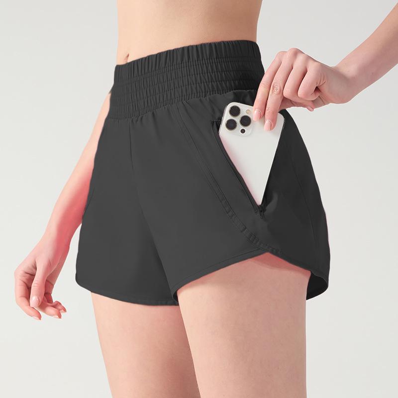 

Женские шорты для йоги с защитой от просвечивания - Дизайн «два в одном», Фитнес-шорты без швов Extra Large чёрный