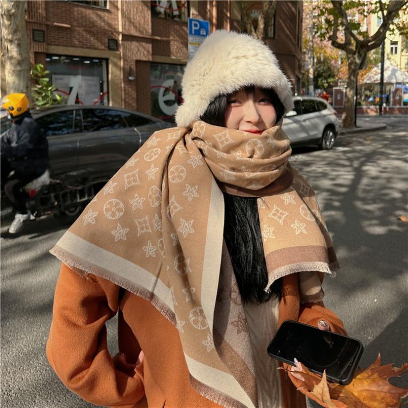 Winter imitation cashmere scarf women's high-end feeling air-conditioned room length outer shawl scarf