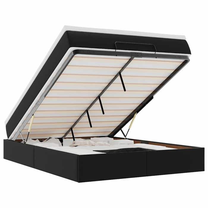 VidaXL Ottoman Bed Frame with Mattress Black 140x200 Cm Faux Leather, Bed Frame with Storage, Bed Frame with 3311041