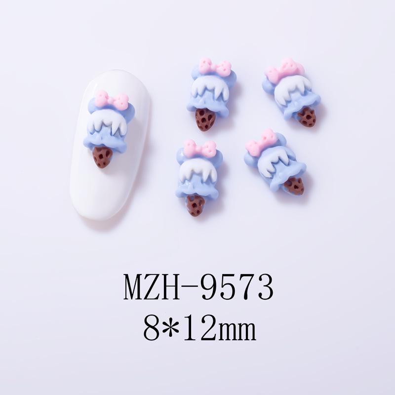 3D Cartoon Nail Accessories: Cute Ice Cream & Donut Resin Designs for Summer