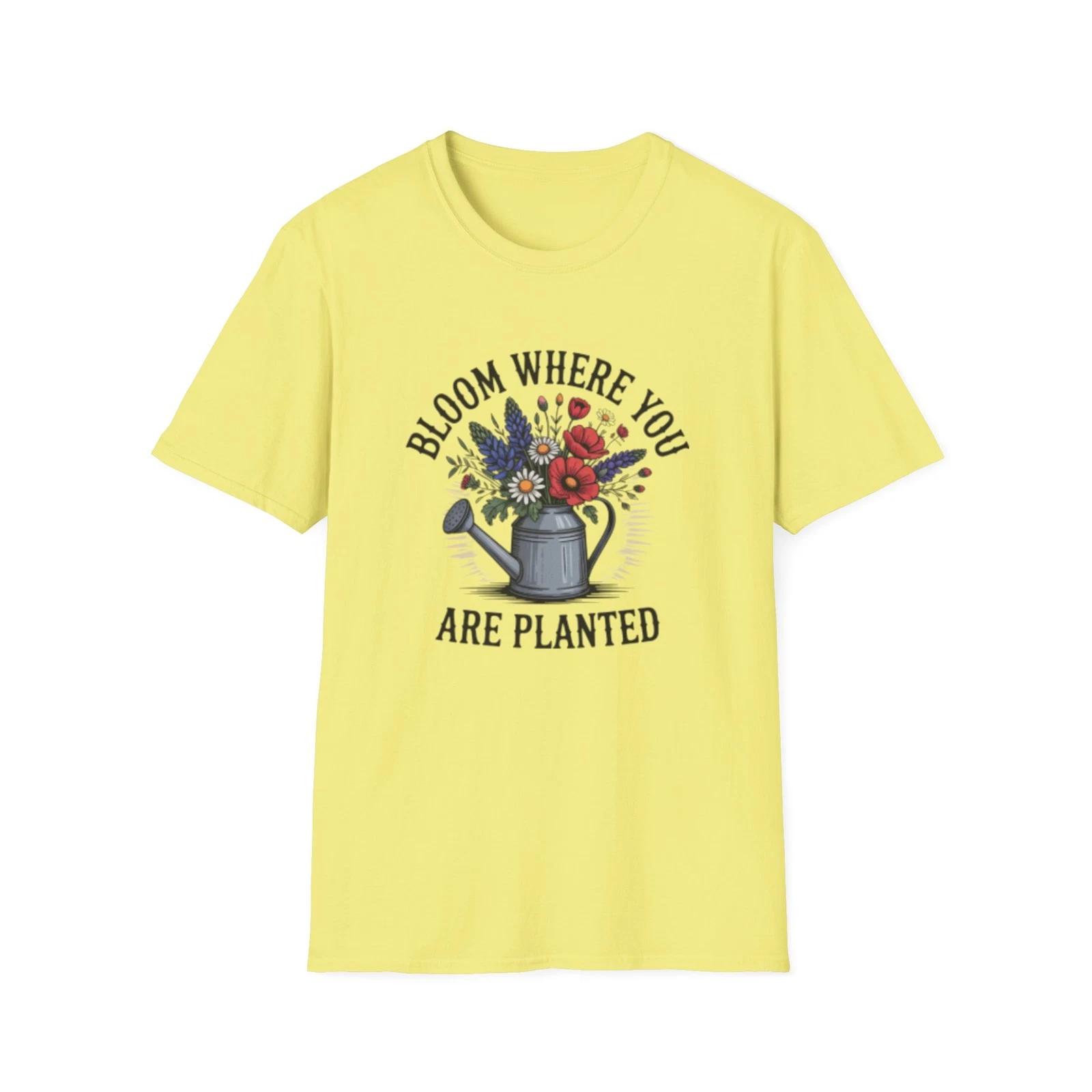 -Bloom Where You Are Planted T-Shirt | Watering Can Floral Design 4XL