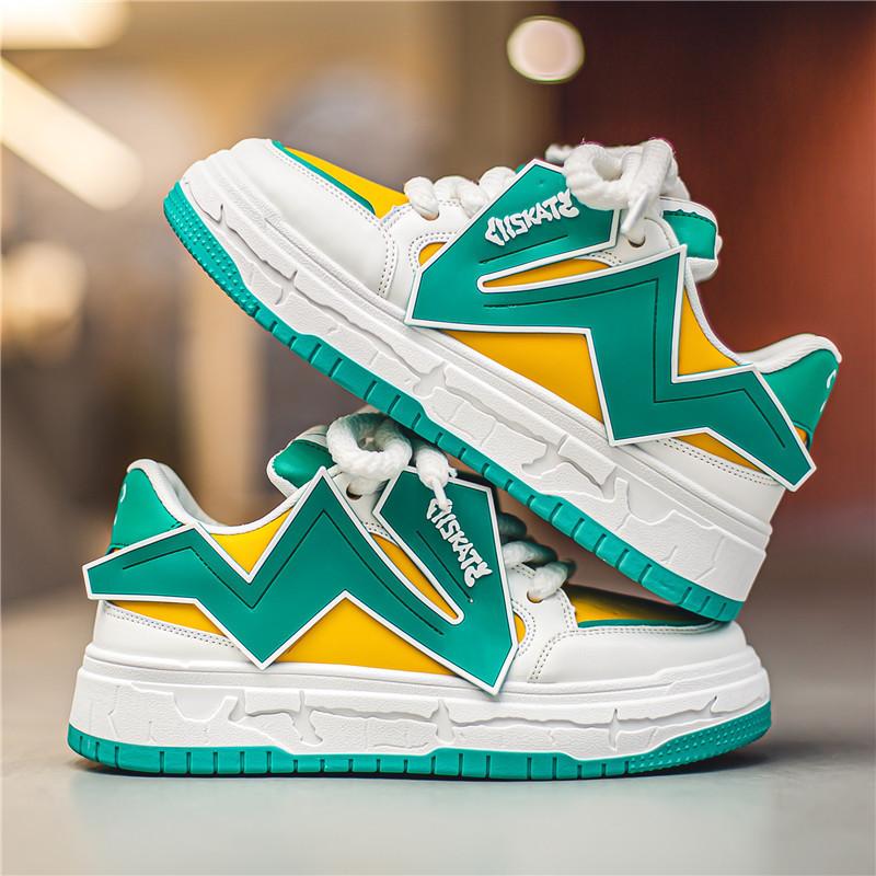 Guochao Patch Shoes 2024 Autumn New Fashion Versatile Thick Baseplate Shoes Classic Bread Casual Sports Men's Shoes