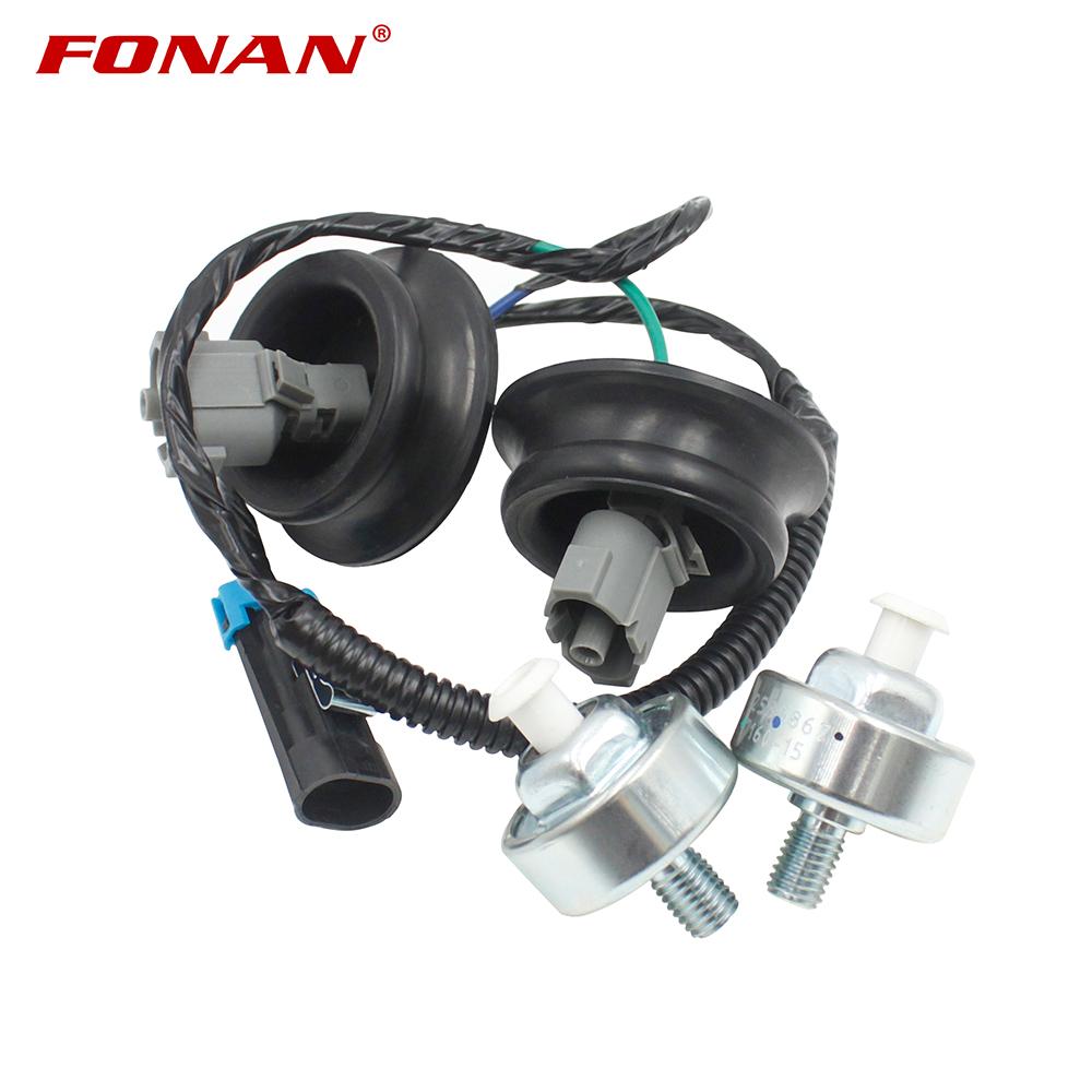 2PCS Knock Sensors with Wiring Harness For Chevy Suburban Silverado Avalanche Tahoe GMC Sierra Cadillac Hummer 12601822 12589867
