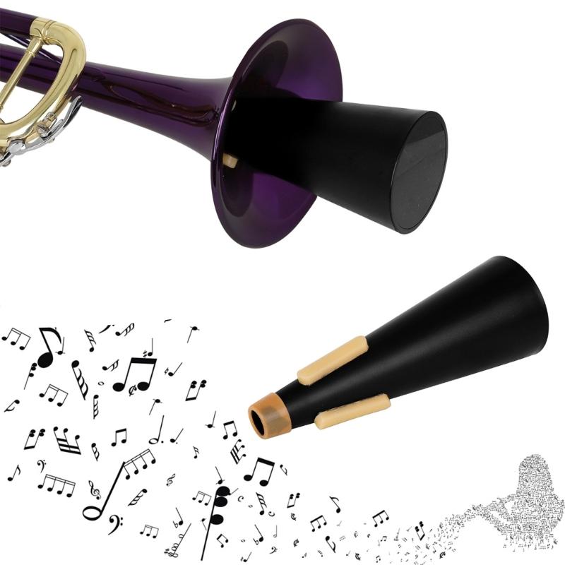 Negru Portabil Mut Universal Surdine Trompetă Trompetă Surdină Dreaptă Cauciuc pentru Uz Casnic și la Clasă