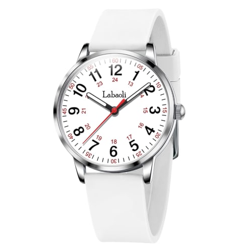 Stylish women's blue wristwatch with waterproof, ultra-thin leather strap and a simple, easy-to-read dial. Perfect for high school students.