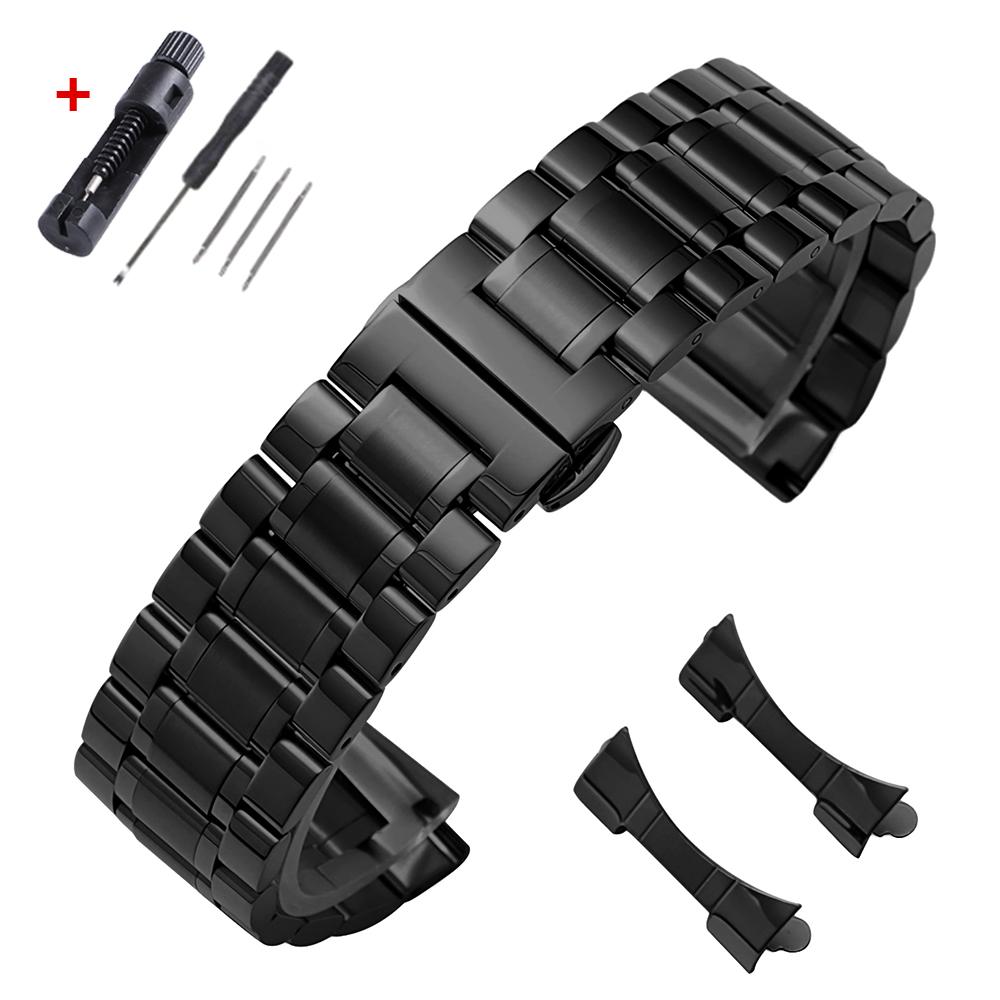 Correa de Reloj Curva de Acero Inoxidable Sólido para Tissot Hebilla Mariposa Pulsera 12 14 16 18 19 20 21 22 24mm Correas Universales
