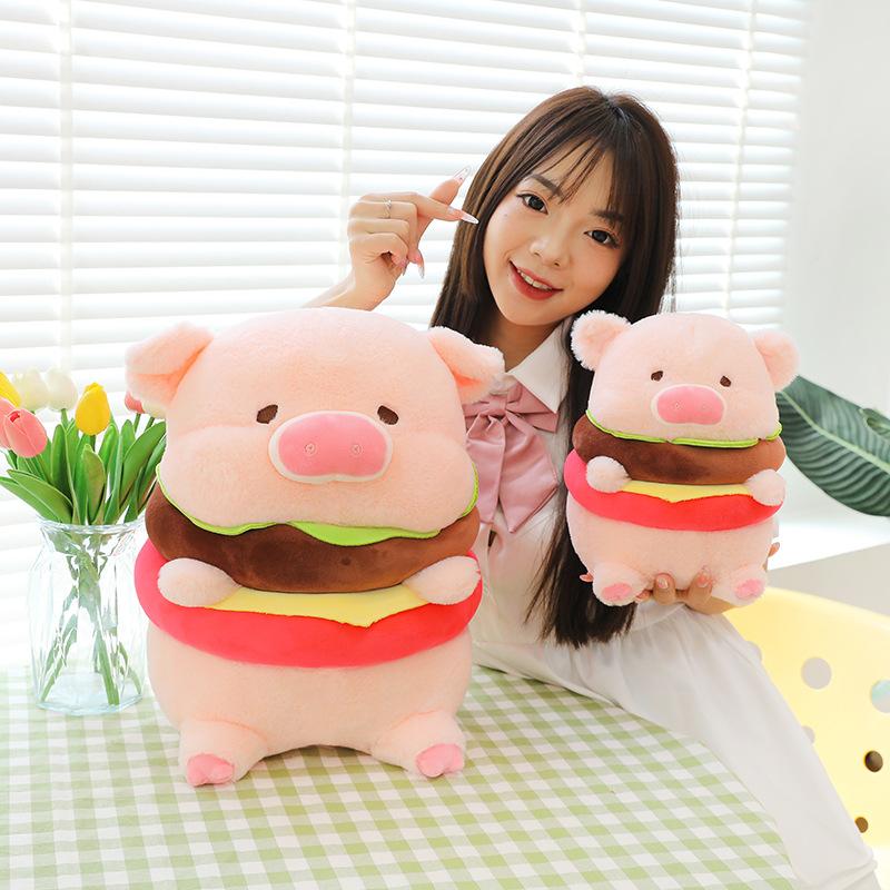 Cute Burger Lulu Pig Plush Toy Cute Lulu Pig Doll Doll for Female Valentine's Day Gift Hug Pillow