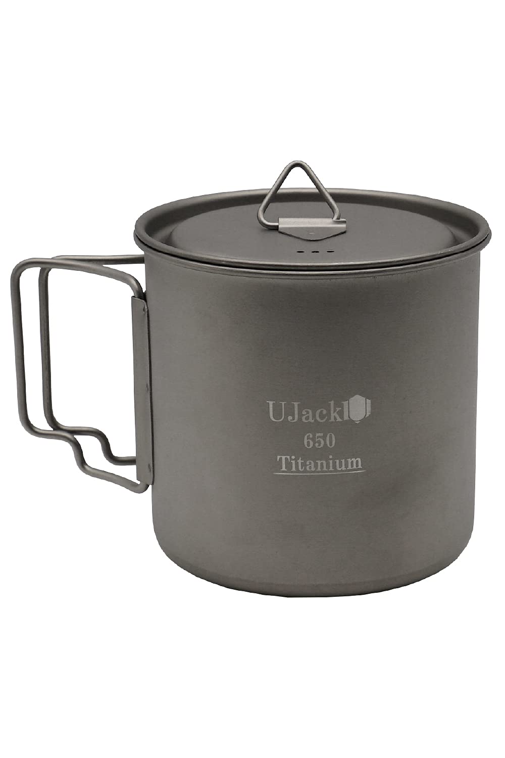 

UJack Titanium Single Mug 650ml - Direct Fire Compatible with Foldable Handle and Storage Case