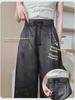 2024 Spring/Summer Women's High-Waisted Chinese Satin Jacquard Wide-Leg Pants
