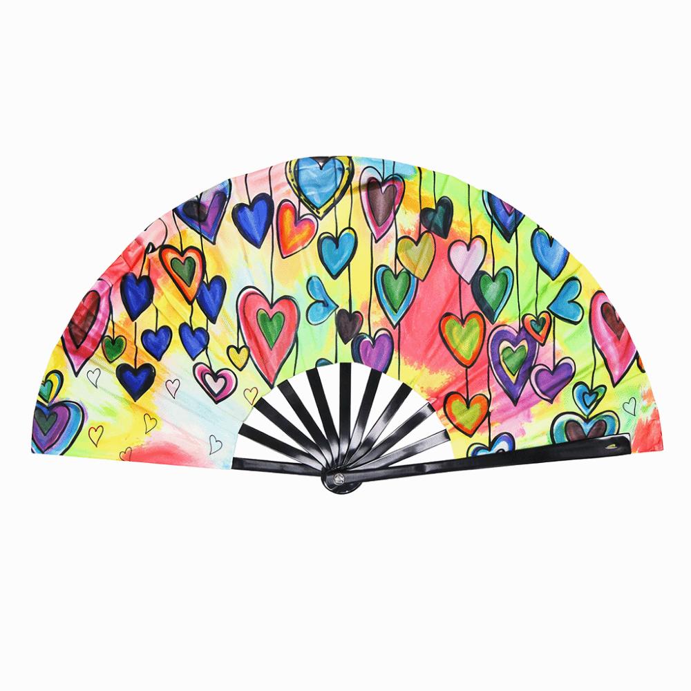 

UV Glow Rave Hand Fan 33cm Large Folding Hand Fan Chinese Style Popping Fan Party love