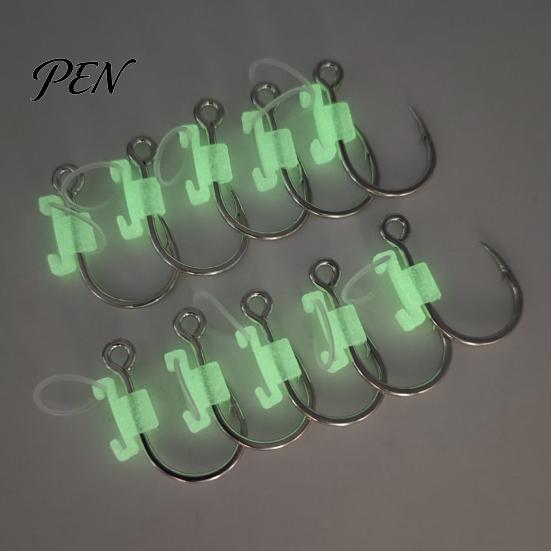 Live Bait Hooks 5/10/15/20Pcs Luminous Shrimp Hooks, Glow-in-the-dark Fishhook with Barb, High Saltwater Fishing Carbon Steel Hook for Freshwater