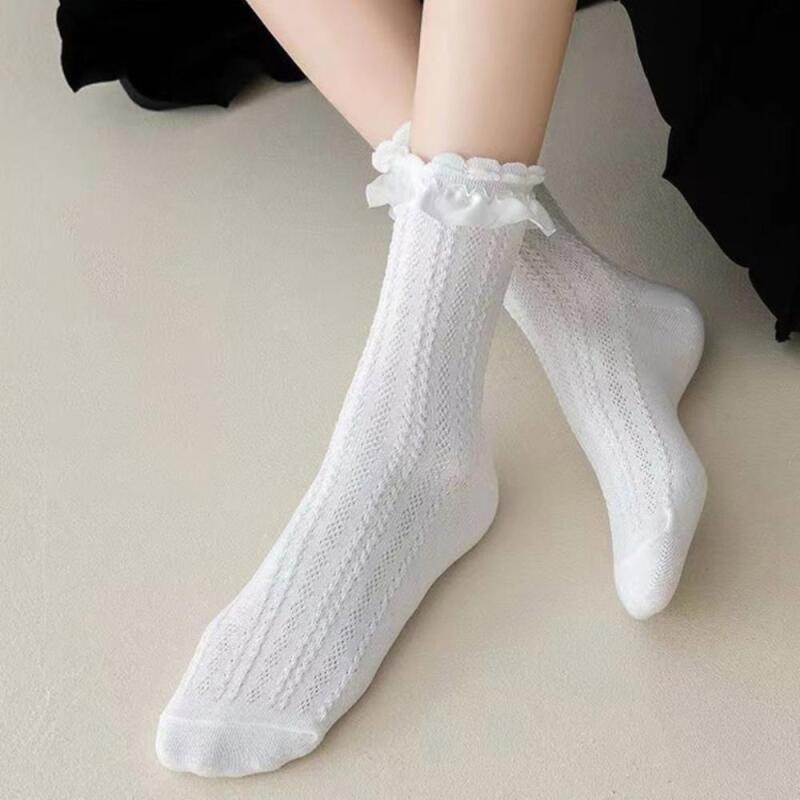 1 pair of frilly socks for school uniform students, ballet socks white