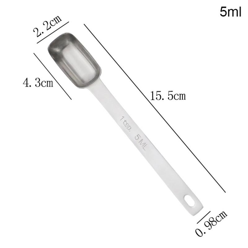 

1 шт. Прямоугольные кухонные мерные ложки из нержавеющей стали 304 со шкалой для кофе, градуированная ложка, порошковая кофейная посуда