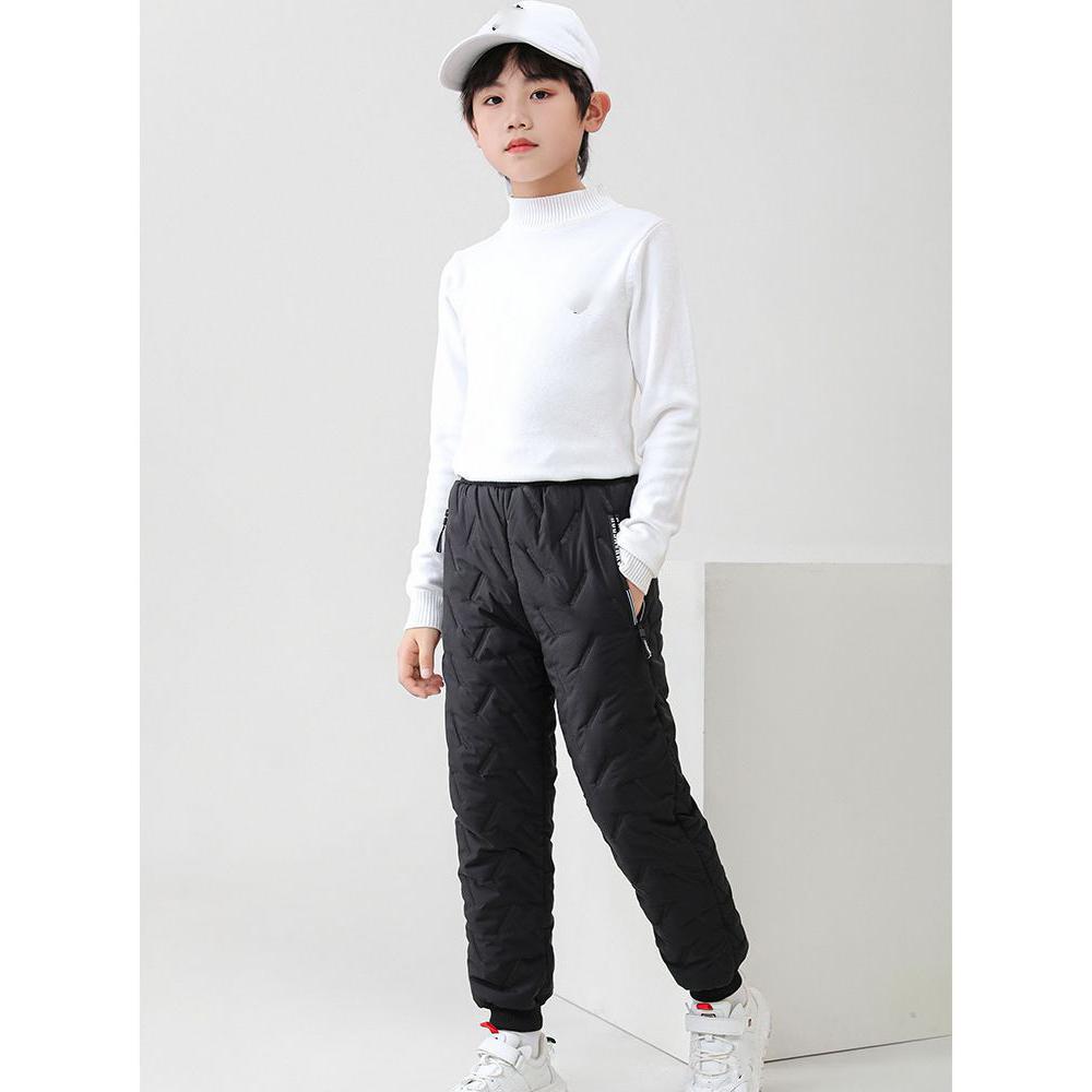 Children's Cotton Pants Winter Boys Thickened Trousers Teen Boys Cotton Lamb Wool Warm Cotton Pants Girls' Plush Casual Pants