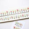 3D Stereo Cherry Almond Wearable Nails with Blue Bow French Tip Design