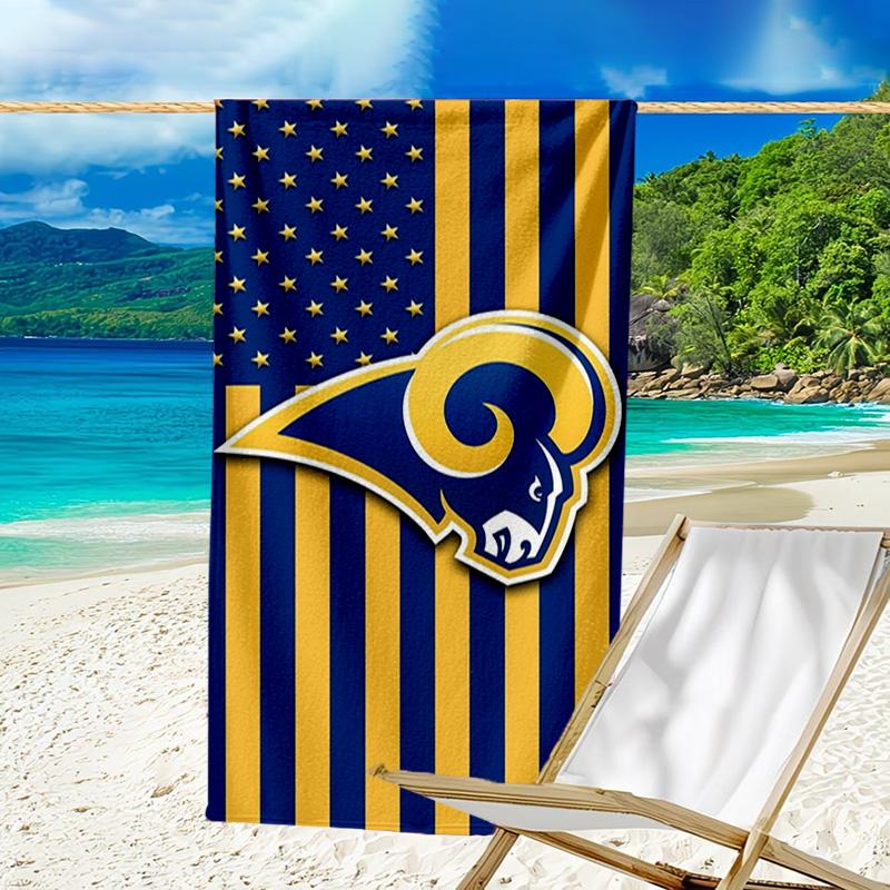 Asciugamano da Spiaggia Stampato con Spirito di Squadra dei Rams Football, Microfibra Super Morbida, Regalo Perfetto Compleanno, per Piscina, Spiaggia, Viaggio, per famiglia e amici