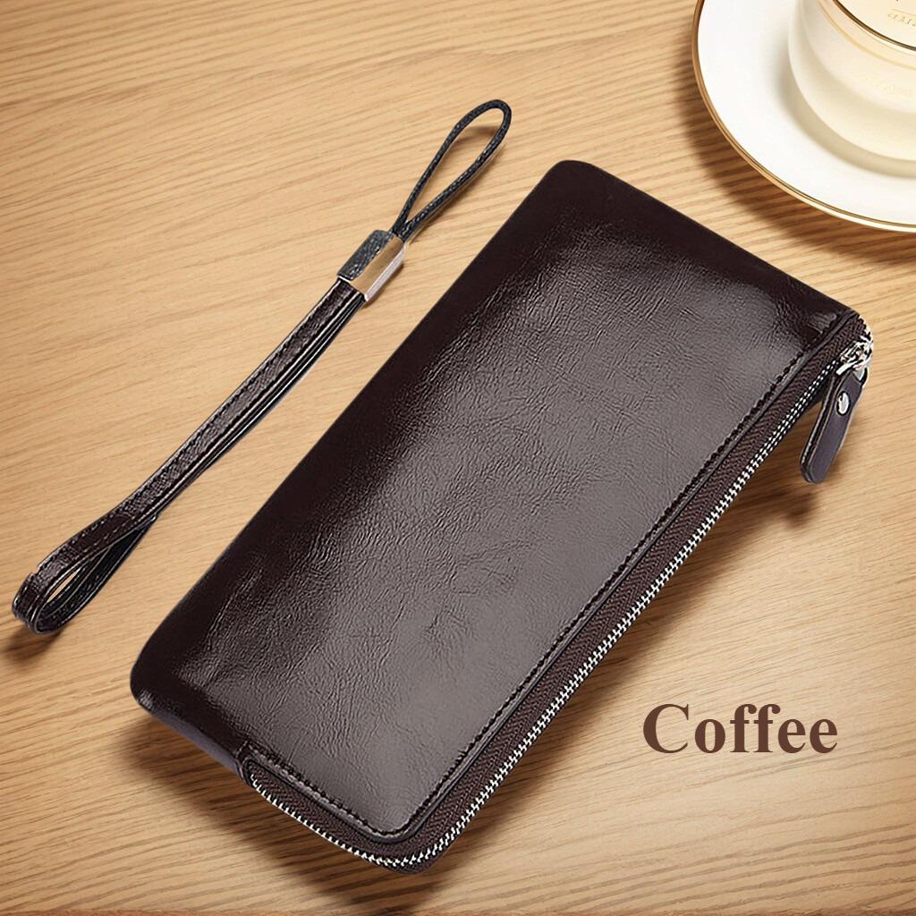 

Durable Mens Wallets Classic Long Style Card Holder High Quality Zipper Large Capacity Phone Handbags for Men and Women кавовий