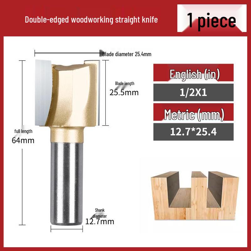 Tiangong Double-Edged Woodworking Carving & Trimming Milling Cutter, Lengthened Wood Milling & Grooving Tool.