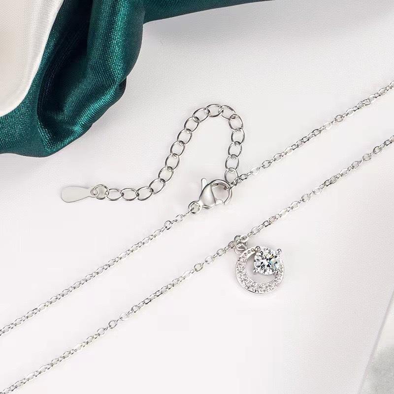 Colier Cerc Lunar Femei Lux Ușor Pandantiv Un Carat Nișă Sens Design Avansat Simplu Versatil Lanț Claviculă
