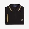 [G12] Women'S Twin Tip Fred Perry Shirt - Black/Champagne G12-157 Made In England