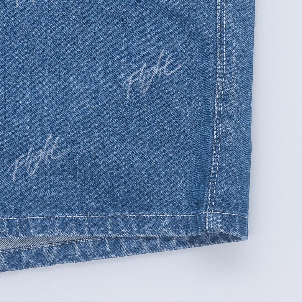 Jordan Allover Letter Print Casual Loose Denim Jacket Women Outerwear Stone-Blue FN5770-453