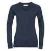 Russell Collection Ladies/Womens V-Neck Knitted Pullover Sweatshirt