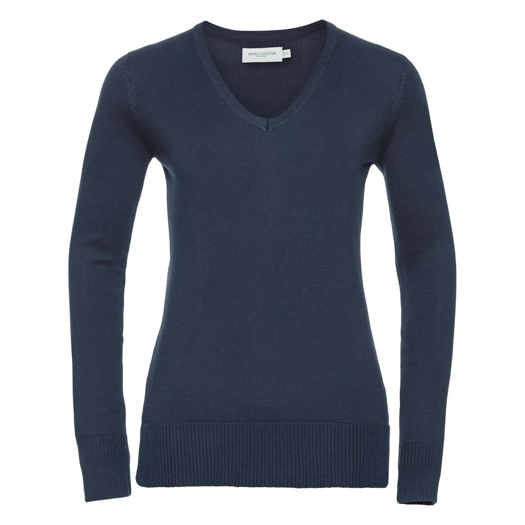 Russell Collection Ladies/Womens V-Neck Knitted Pullover Sweatshirt