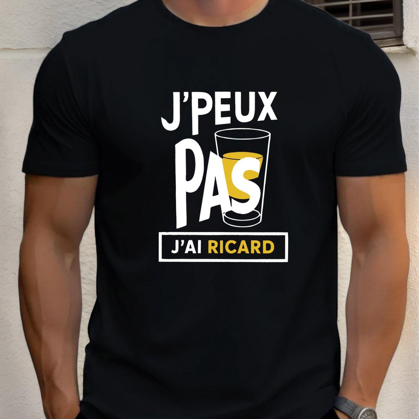 2026 Men JPeux Pas Jai Ricard Graphic Tee Casual Crew Neck Short Sleeve Summer Style Cotton Blend Regular Fit Men Clothing S