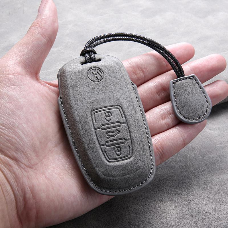 Suede Leather Car Key Case Cover Holder Shell Fob For VW Tiguan Touran Caddy Beetle Jetta Eos Golf Polo Hella Auto Accessories