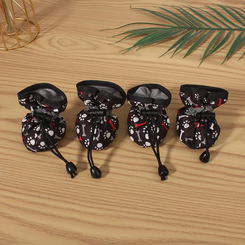 

4 шт. обувь для собак для маленьких и больших собак, кошек, противоскользящие мягкие регулируемые сапоги для лап, носки для чихуахуа, кроссовки для щенков таксы XS-1 чёрный