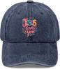 Jesus Loves You Washed Baseball Cap Distressed Polyester Casual Style Adult Adjustable
